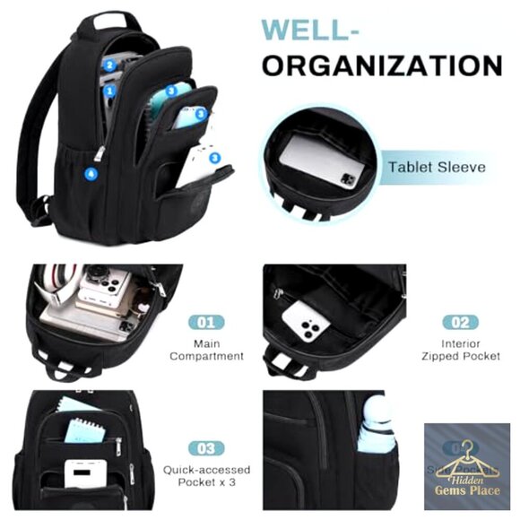 Mini Backpack Purse with Luggage Strap, Multiple Pockets, Water Resistant